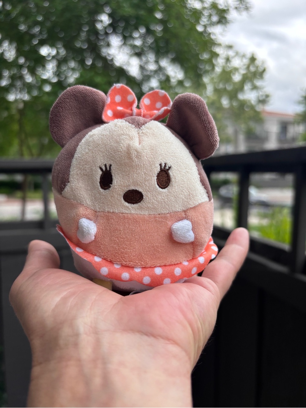 Disney Store Minnie Mouse Tsum Tsum Plush Peach Coral Orange Polka Dot Bow Skirt